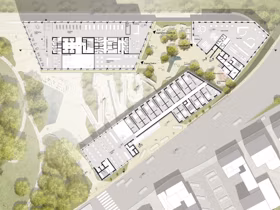 Grundriss Obergeschoss Wettbewerbsbeitrag Quartiersentwicklung Kepler-Areal in Ludwigsburg ensphere