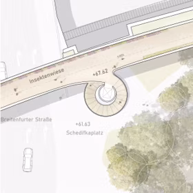 Ensphere Fussgaenger Bruecke Meidline Wien Wiese
