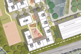 Detailausschnitt Regelgeschoss blaues Herz Wettbewerbsbeitrag Oranienburger Strasse ensphere